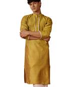 Men yellow silk jacquard kurta - premium floral wedding festive traditional wear