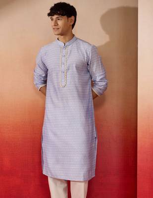 Men hawa silk jacquard kurta - premium floral pattern wedding traditional wear 2