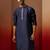 Men navy blue silk anmol jacquard kurta - premium ethnic motif traditional wear