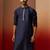 Men navy blue silk anmol jacquard kurta - premium ethnic motif traditional wear