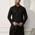 Men black rayon sequin embroidered kurta - festive wedding party wear long kurta with mandarin collar