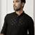 Men black rayon sequin embroidered kurta - festive wedding party wear long kurta with mandarin collar