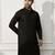 Men black rayon sequin embroidered kurta - festive wedding party wear long kurta with mandarin collar