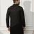 Men black rayon sequin embroidered kurta - festive wedding party wear long kurta with mandarin collar