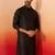 Men black silk fancy jacquard kurta - premium katan ethnic motif wedding wear