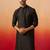 Men black silk fancy jacquard kurta - premium katan ethnic motif wedding wear