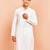 Men white viscose kurta - long sleeve mandarin collar festive wedding traditional ethnic wear