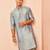 Men silver viscose kurta - long sleeve mandarin collar festive wedding traditional ethnic wear