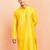 Men yellow viscose kurta - long sleeve mandarin collar festive wedding traditional ethnic wear