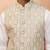 Men Cream silk nehru jacket - premium jacquard ethnic contemporary festive wear