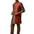 Men bronze maroon silk 3-piece jacquard set - premium ethnic motif royal ensemble