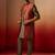 Men bronze maroon silk 3-piece jacquard set - premium ethnic motif royal ensemble