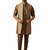 Men bronze gold silk 3-piece jacquard set - premium ethnic motif wedding ensemble