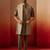 Men bronze gold silk 3-piece jacquard set - premium ethnic motif wedding ensemble