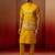 Men mustard silk 3-piece nehru jacket set - premium thread embroidered complete ensemble