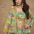 Multicolor chinon silk digital print western style plazzo suit