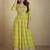Yellow chinon silk digital print western style plazzo suit