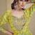 Yellow chinon silk digital print western style plazzo suit