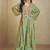 Sea green chinon silk digital print western style plazzo suit
