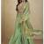 Sea green chinon silk digital print western style plazzo suit