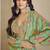 Sea green chinon silk digital print western style plazzo suit