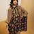 Black floral printed crepe kurta set