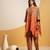 Rust floral printed crepe kurta set