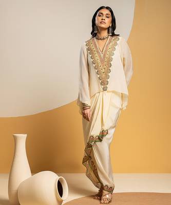 Off white embroidered chanderi Co Ord Set 1