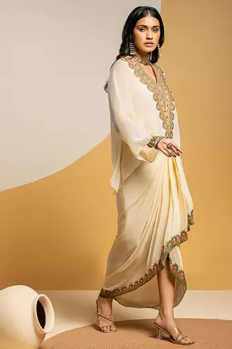 Off white embroidered chanderi Co Ord Set
