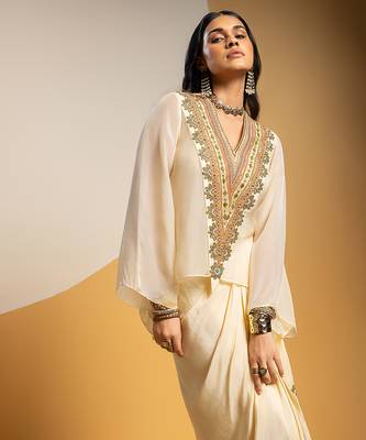 Off white embroidered chanderi Co Ord Set 3