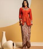 Rust floral printed crepe Co Ord Set