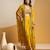 Yellow floral printed silk Co Ord Set With Cape