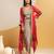 Multicolor floral printed crepe Dress With Cape