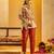 Beige floral printed chanderi co ord set