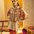 Beige floral printed chanderi co ord set