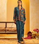 Blue embroidered crepe Co Ord Set