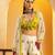 Off white floral printed silk Co Ord Set With Cape