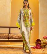 Multicolor floral printed chanderi kurta set