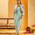 Blue floral printed crepe Dress With Jacket