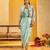 Blue floral printed crepe Dress With Jacket