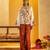 Off white floral printed silk kurta set