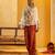 Off white floral printed silk kurta set