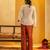 Off white floral printed silk kurta set