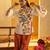 Off white floral printed silk kurta set