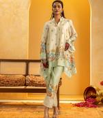Multicolor floral printed chanderi kurta set
