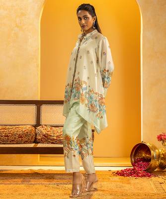Multicolor floral printed chanderi kurta set 2