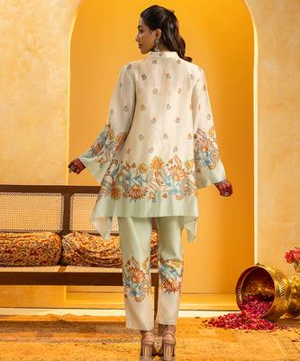 Multicolor floral printed chanderi kurta set 4