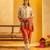 Beige floral printed chanderi kurta set