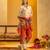 Beige floral printed chanderi kurta set