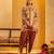 Beige floral printed silk kurta set